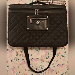NWOT Knomo Black Quilted Velour Lined Laptop School Work Business Travel Bag